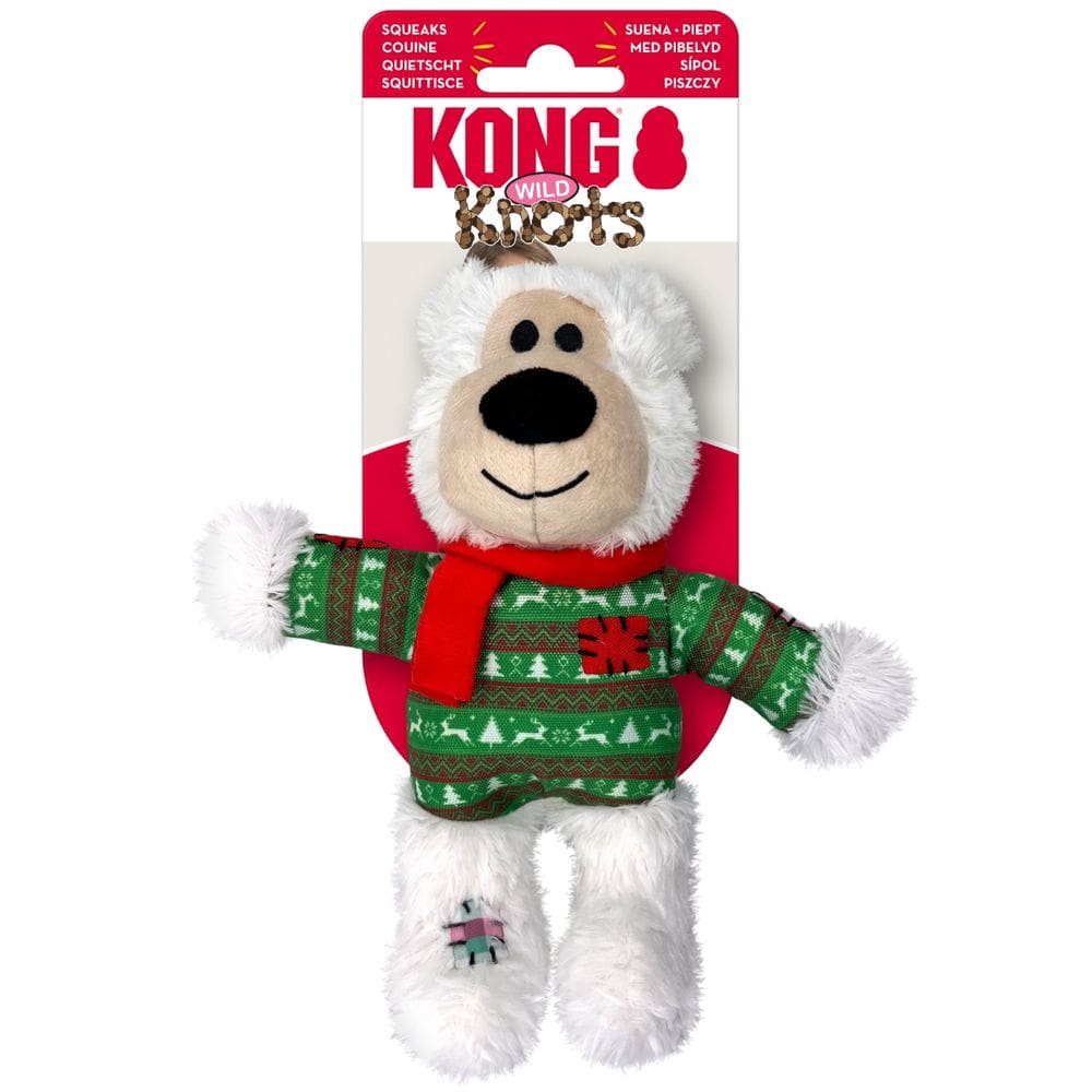Brinquedo Kong Holiday Knots Pelúcia Ursinho Com Corda e Apito Para Cachorro Pequeno - Branco