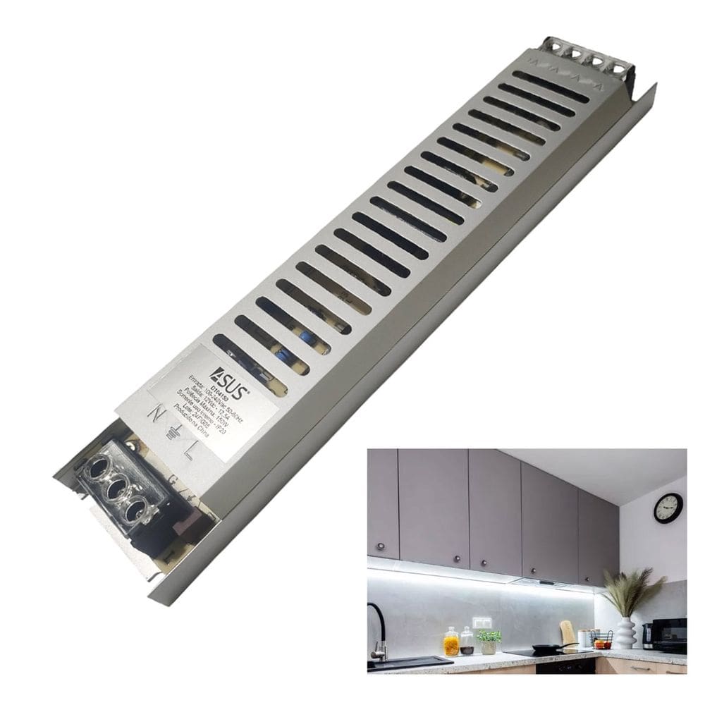 Fonte Chaveada Slim Driver 12V 12,5A Fita de Led Lustre Perfil Circuito Interno CFTV Segurança Dispositivo Eletronico Multiuso Versatil
