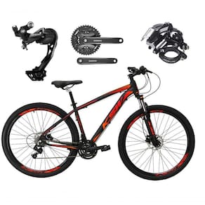 Bicicleta Aro 29 Ksw Xlt Alívio E Altus 27v Freio Hidráulico Garfo Trava - Preto/vermelho/laranja Tam.15