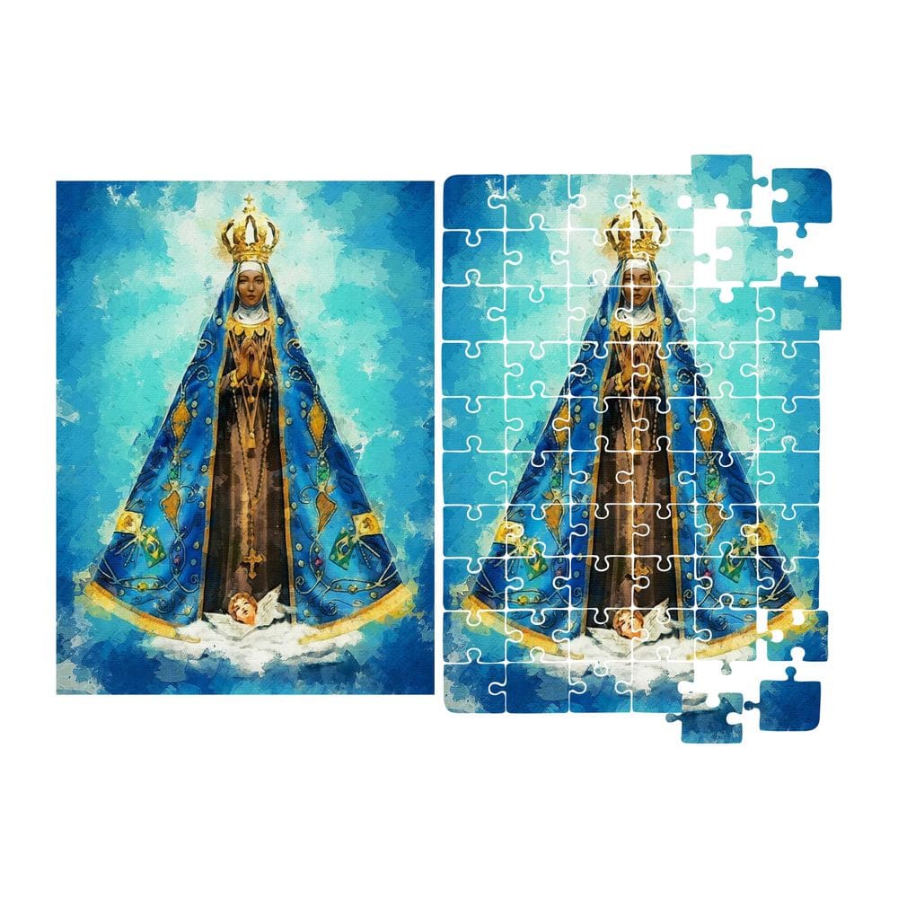Quebra Cabeça Religioso N Sra Aparecida 19x27cm c/ 60 peças