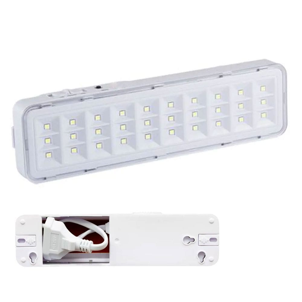 Luminaria de Emergencia 30 Leds Bateria Recarregavel Corredor Escada Portaria Lampada Iluminaçao Segurança