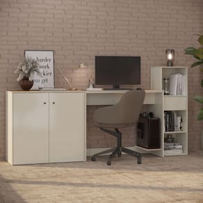 Conjunto de Escritório 3 Peças Smart Office Mesa Armário e Aparador