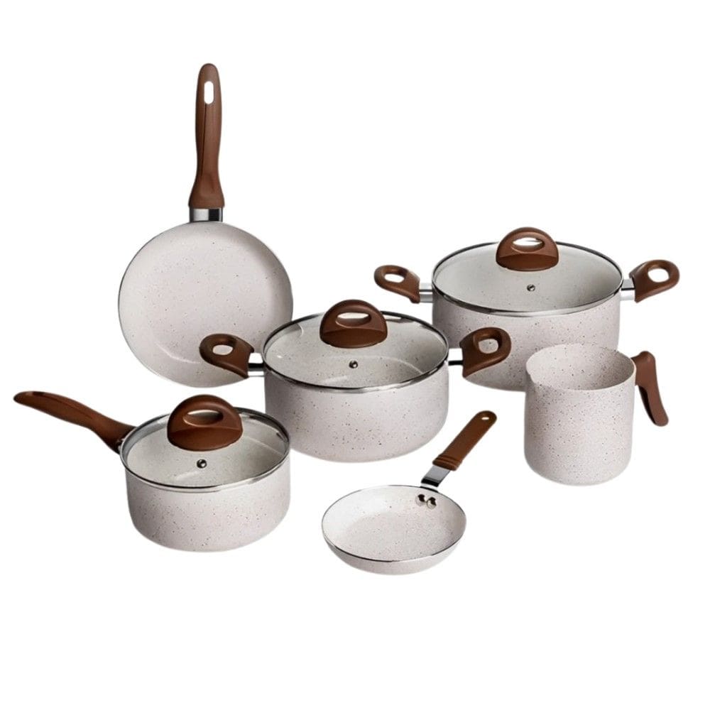 Jogo de Panelas 6 Peças Vanilla em Alumínio e Revestimento Cerâmico Ceramic Life Smart Plus Brinox