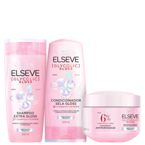 Kit Elseve L’Oréal Paris Glycolic Gloss Essential Trio (3 Produtos)