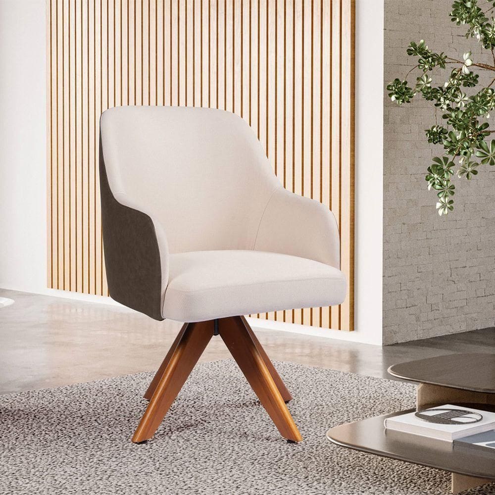 Poltrona Brunet Giratória Csr Studio Natural Chocolate