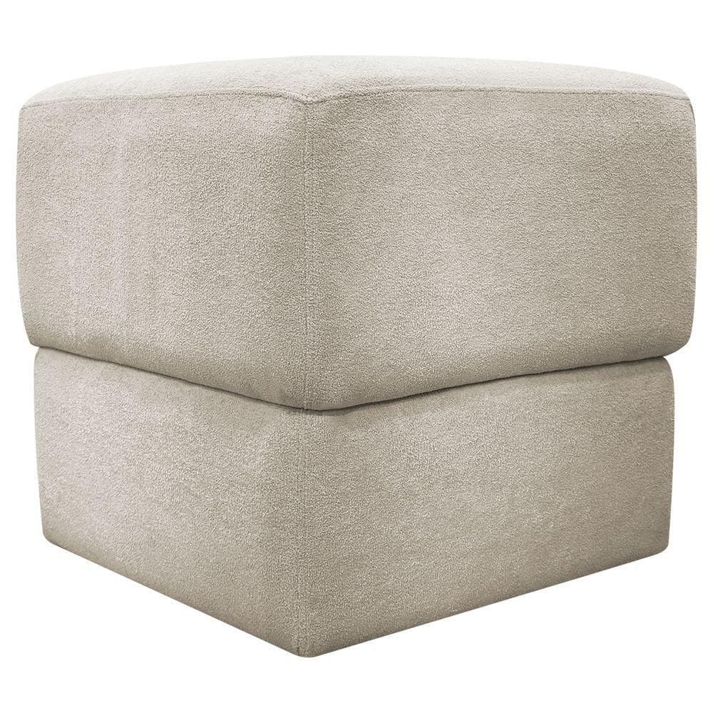 Puff Decorativo Para Sala Aloy Persa Bege Bouclé