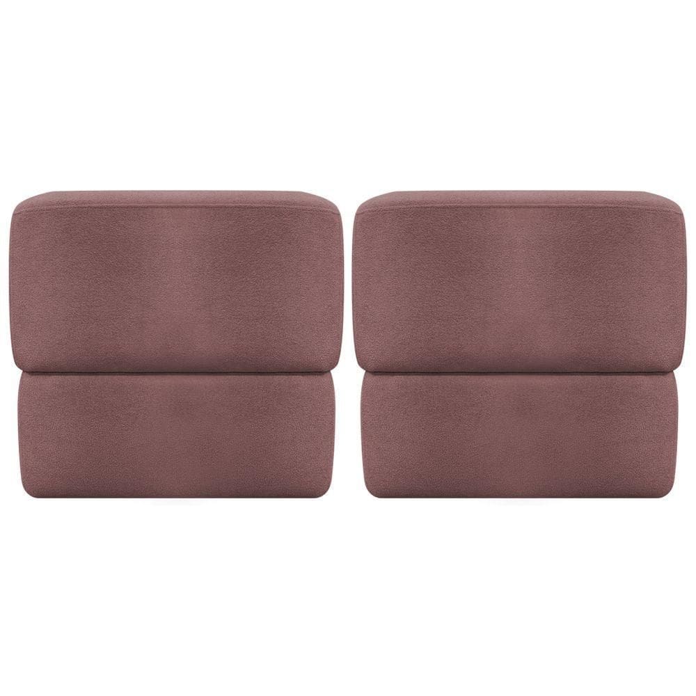 Kit 2 Puff Decorativo Para Sala Aloy Persa Azaleia Bouclé