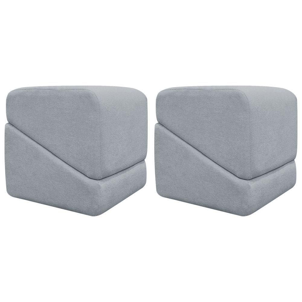 Kit 2 Puff Decorativo Para Sala Sense Persa Cinza Bouclé