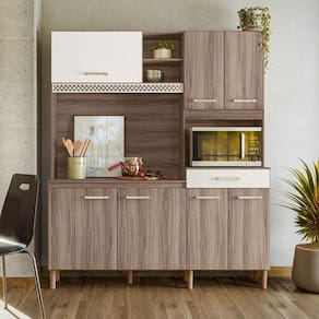 Armário Para Cozinha Multiuso 160x190cm Yara Nicioli Carvalho Off White