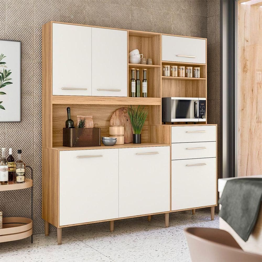 Armário de Cozinha Compacta 180x200 Salsa Nicioli Freijó Off White
