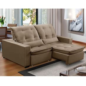 Sofa Retratil Reclinavel 2 Lugares 2,00m Atlantis Veludo Capuccino Lansofbr