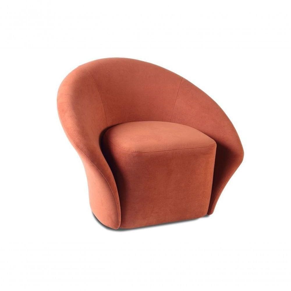 Poltrona Para Sala Orgânica Estofada Com Puff 1,00mt Tecido Terracota Pétala