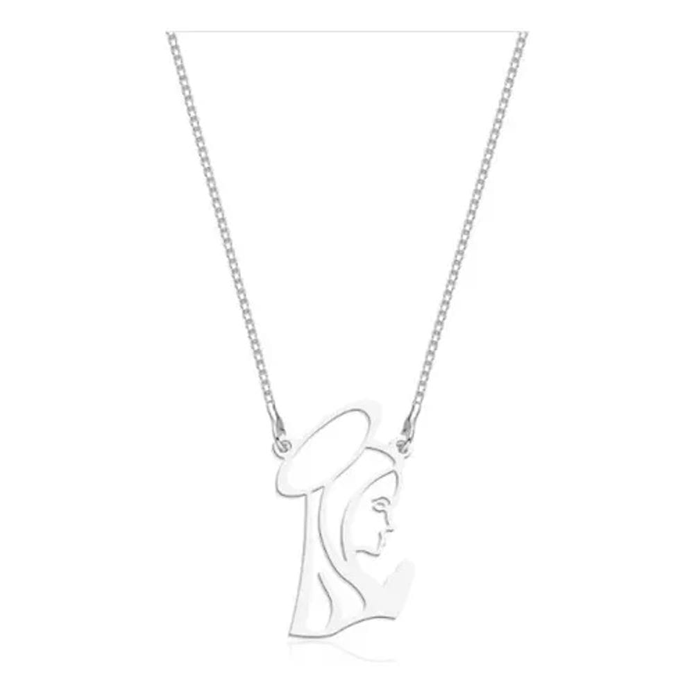 Gargantilha Colar Feminino Ave Maria Em Prata 925