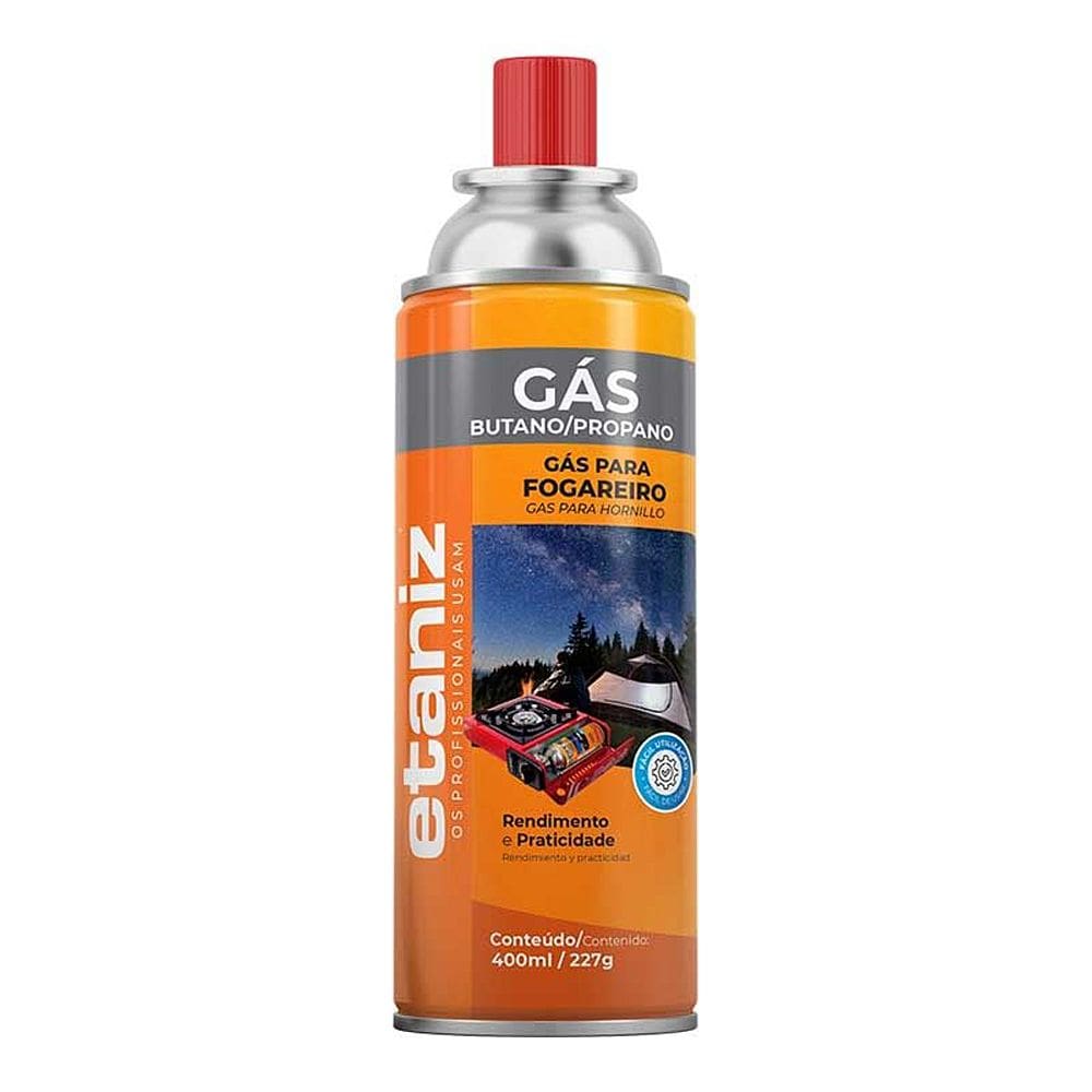 Refil Cartucho de Gás para Fogareiros e Maçaricos Etaniz 400ml/227g