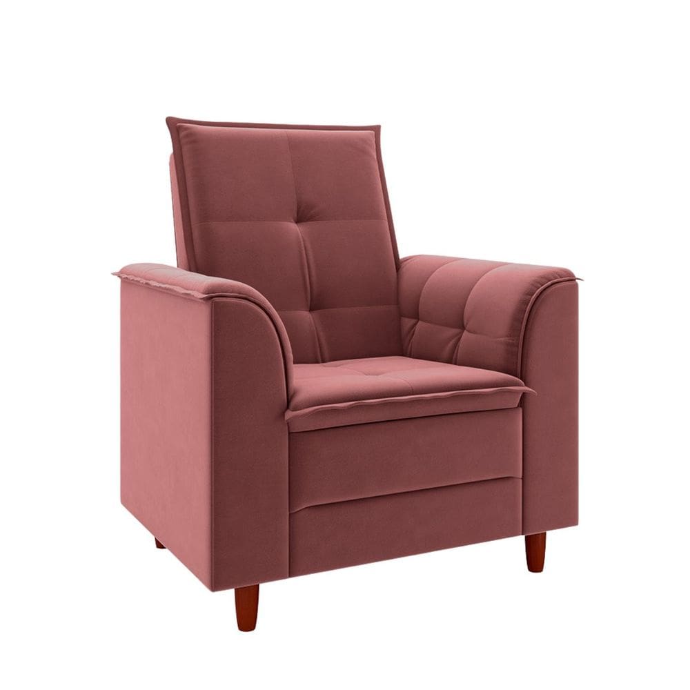 Poltrona Decorativa Estofada Confortável Sala Miley Veludo