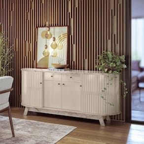 Buffet Aparador 4 Portas 2 Gavetas 183x81cm Mônaco Madetec Calacata Off White