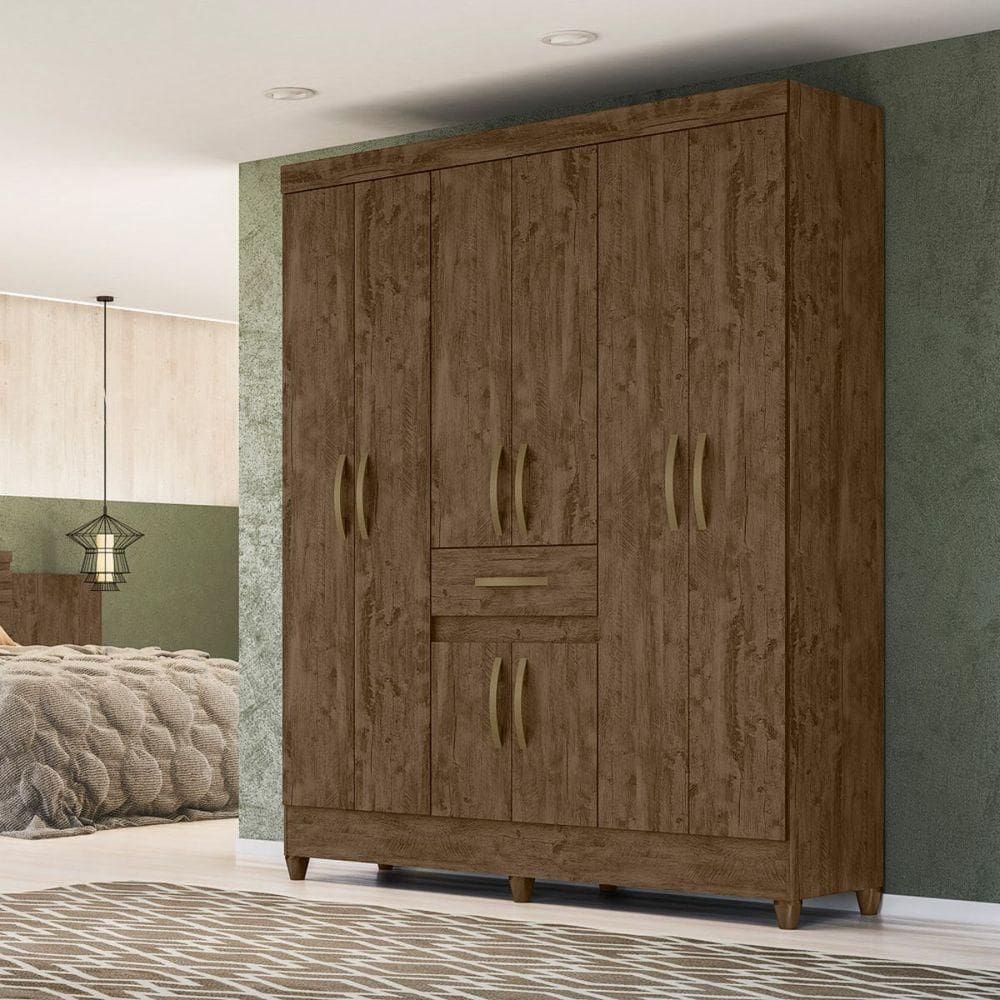 Guarda Roupa Casal 8 Portas 165x204cm Portugal Moval Castanho
