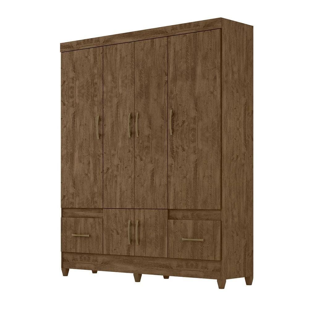 Guarda Roupa 6 Portas 2 Gavetas 165x204cm Ms912 Moval Castanho