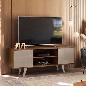 Rack Retro Para TV Até 50 Polegadas 136x54cm Lisboa Madetec Fendi Naturale