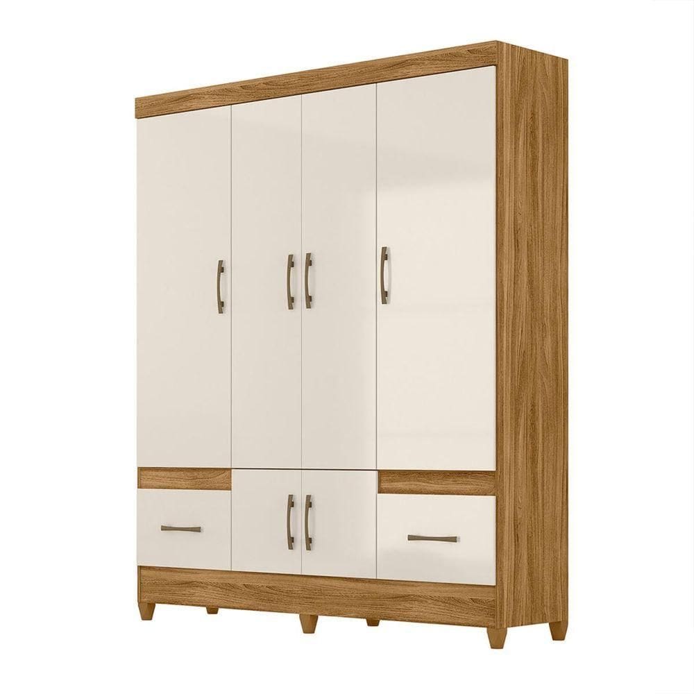 Guarda Roupa 6 Portas 2 Gavetas 165x204cm Ms912 Moval Freijó Off White