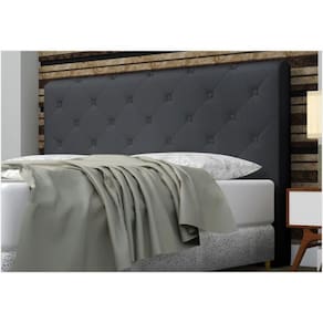 Cabeceira Giovana Cama Box Casal Super King 190cm Botões Corino Preto - DS Estofados
