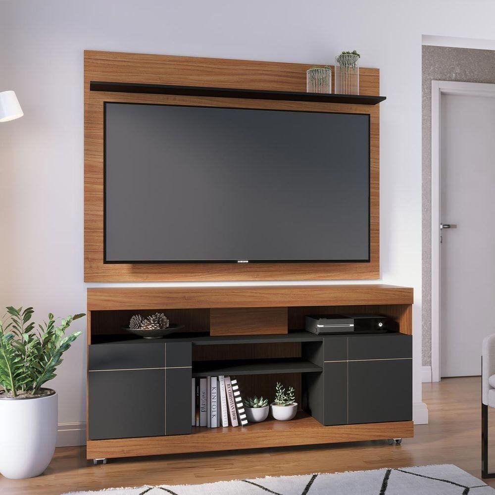 Rack com Painel Para TV Até 55 Pol 136x168cm Colibri Noce-preto