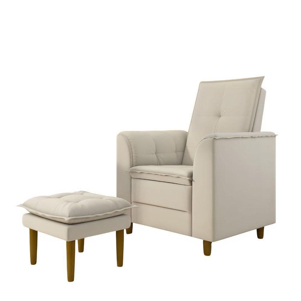 Poltrona Amamentação Confortável Com Puff Ayla Suede bege