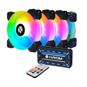 Kit 4 Fans Hayom Led RGB 120mm C/ Controladora - FC1306