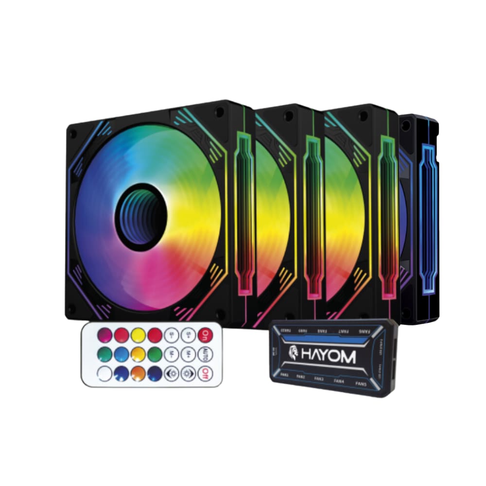Kit 4 Fans Hayom RGB 120mm C/Controladora Preto - FC1308