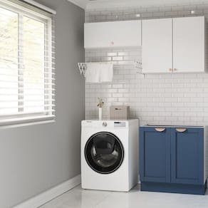 Lavanderia Modulada 3 Peças sem Tampo 2 Aéreos 4 Portas 1 Balcão Arizona Cabecasa Madeiramadeira Branco/Azul