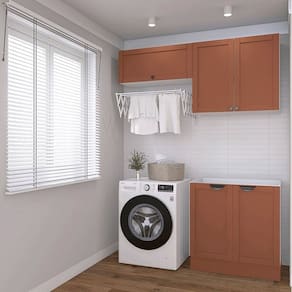 Lavanderia Modular 3 Peças sem Tampo 2 Aéreos 4 Portas 1 Balcão Arizona Cabecasa Madeiramadeira Branco/Terracota
