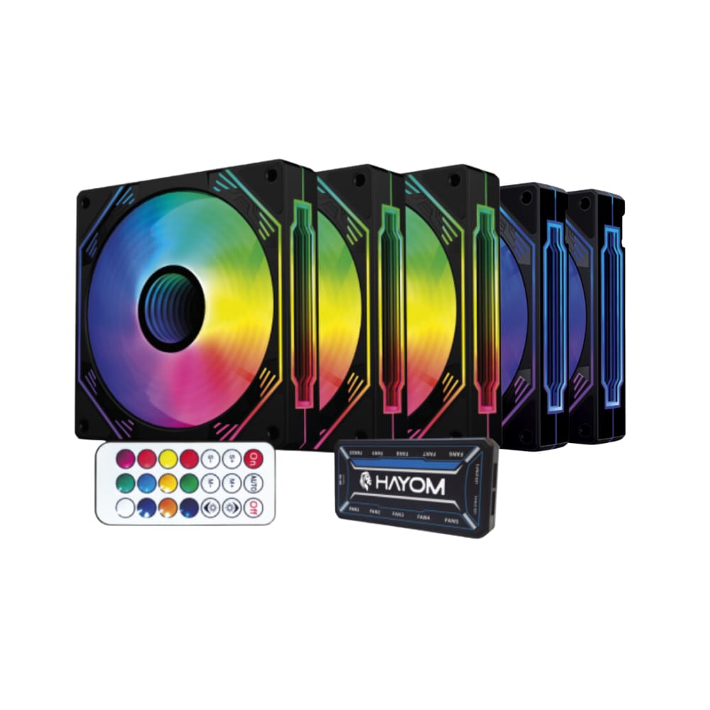 Kit 5 Fans Hayom RGB 120mm C/Controladora Preto - FC1308