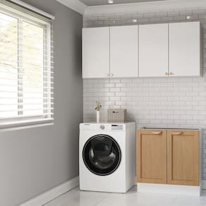 Lavanderia Modulada 3 Peças sem Tampo 2 Aéreos 1 Balcão 2 Portas Arizona Cabecasa Madeiramadeira Branco/Figueira