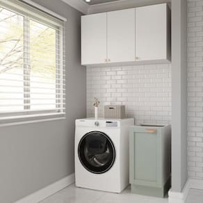 Lavanderia Modulada 2 Peças sem Tampo 1 Aéreo 3 Portas 1 Balcão Arizona Cabecasa Madeiramadeira Branco/Menta