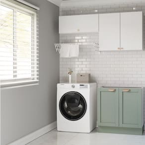 Lavanderia Modulada 3 Peças sem Tampo 2 Aéreos 4 Portas 1 Balcão Arizona Cabecasa Madeiramadeira Branco/Menta