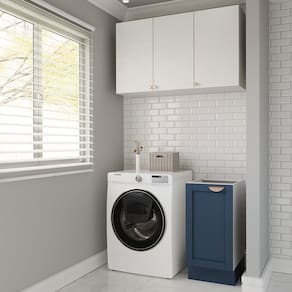 Lavanderia Modulada 2 Peças sem Tampo 1 Aéreo 3 Portas 1 Balcão Arizona Cabecasa Madeiramadeira Branco/Azul