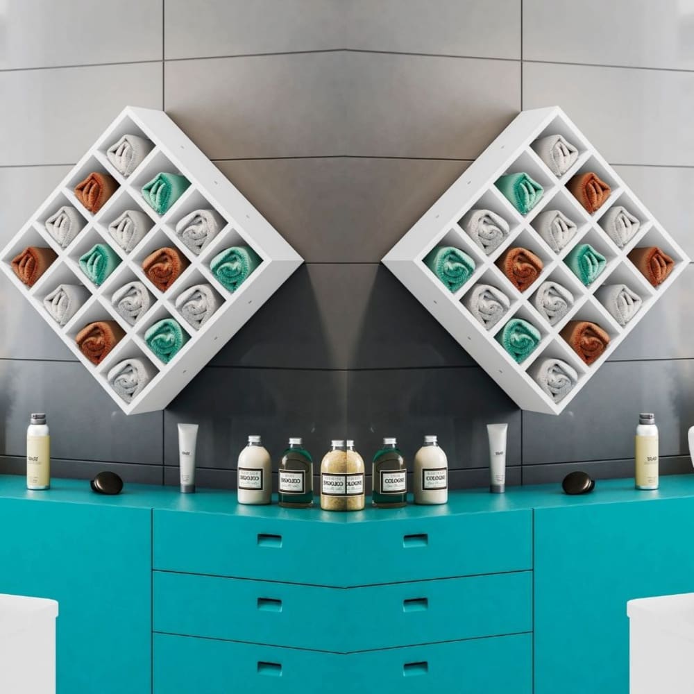 Kit 2 Nicho Decorativo Porta Toalha Com 16 Nichos Multiuso Destak
