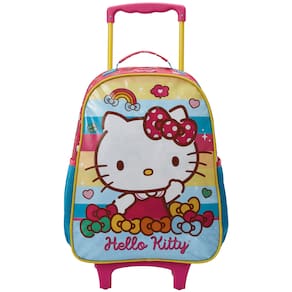 Mochila com Rodas 40cm Escolar 16 Hello Kitty Rainbow Xeryus 13530