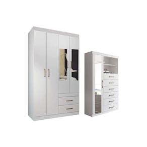 Guarda Roupa 2 Peças (1GuardaRoupa+1Cômoda) QC136 Branco - Santos Andirá