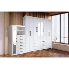 Guarda Roupa 2 Peças (1GuardaRoupa+1Cômoda) QC141 Branco - Santos Andirá