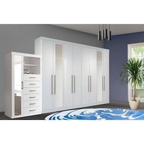Guarda Roupa 2 Peças (1GuardaRoupa+1Cômoda) QC132 Branco - Santos Andirá
