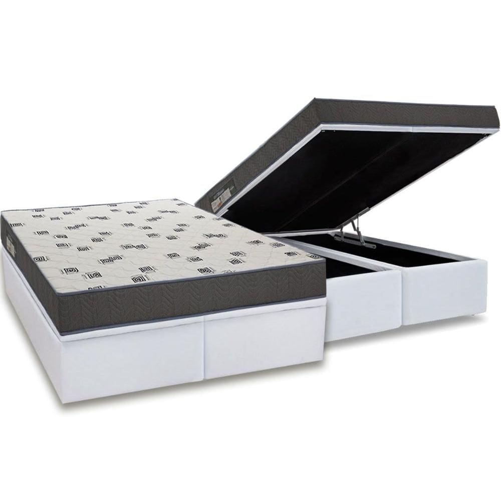 Conjunto Box Baú King: Colchão Espuma Ortobom D33 Light Saúde + Base CRC Courano White (186x198)