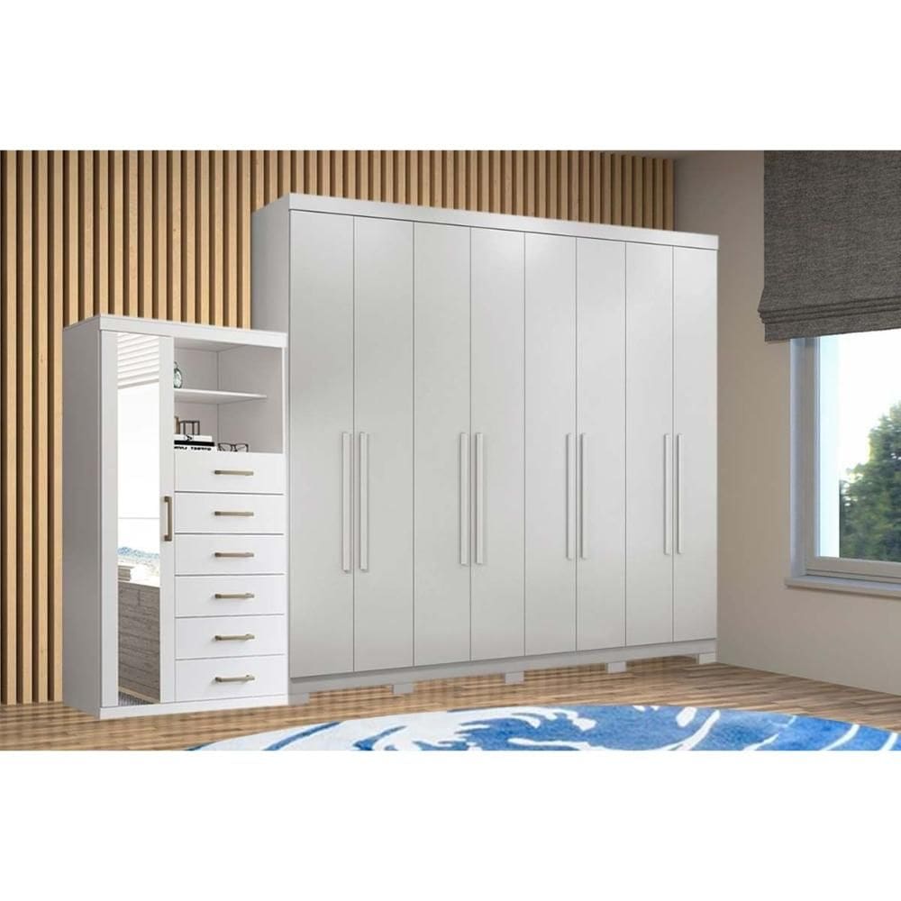 Guarda Roupa 2 Peças (1GuardaRoupa+1Cômoda) QC145 Branco - Santos Andirá