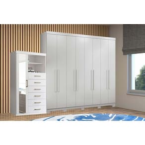 Guarda Roupa 2 Peças (1GuardaRoupa+1Cômoda) QC145 Branco - Santos Andirá