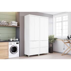 Armário Multiuso Lavanderia Marquesa c/ 4 Portas e 4 Gavetas 140cm Branca - Nesher