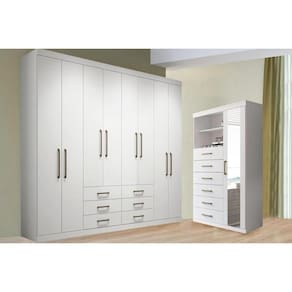Guarda Roupa 2 Peças (1GuardaRoupa+1Cômoda) QC117 Branco - Santos Andirá