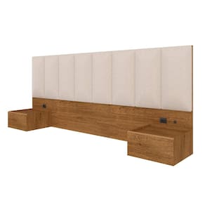 Cabeceira Suspensa Cama Casal Bulgária C/led Fre/bouclé Off White - Ma