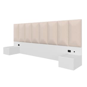 Cabeceira Suspensa Cama Queen Bulgária C/led Bco/bouclé Off White - Ma