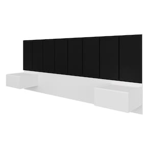 Cabeceira Estofada Suspensa Cama Casal Bulgária Branco/preto - Ma