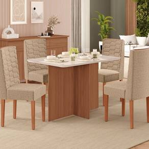 Conjunto Sala de Jantar Frida 120x80cm com 4 Cadeiras Coral Tuboarte